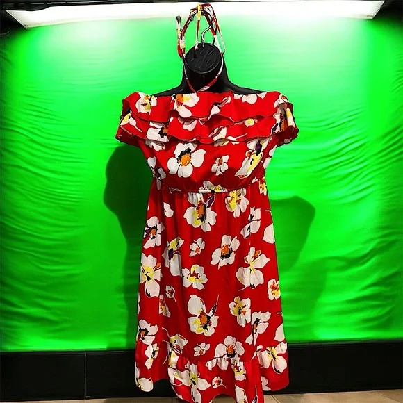 strapless open back dress Waist-Defined Sleeveless Printed Crepe Midi Dress for Women